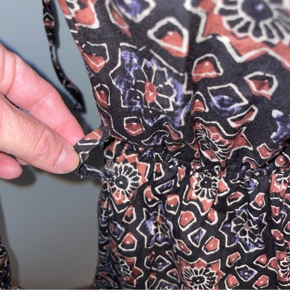 Walter Baker Dress mini ruffle multicolor cotton brown black geometric small - Picture 5 of 9